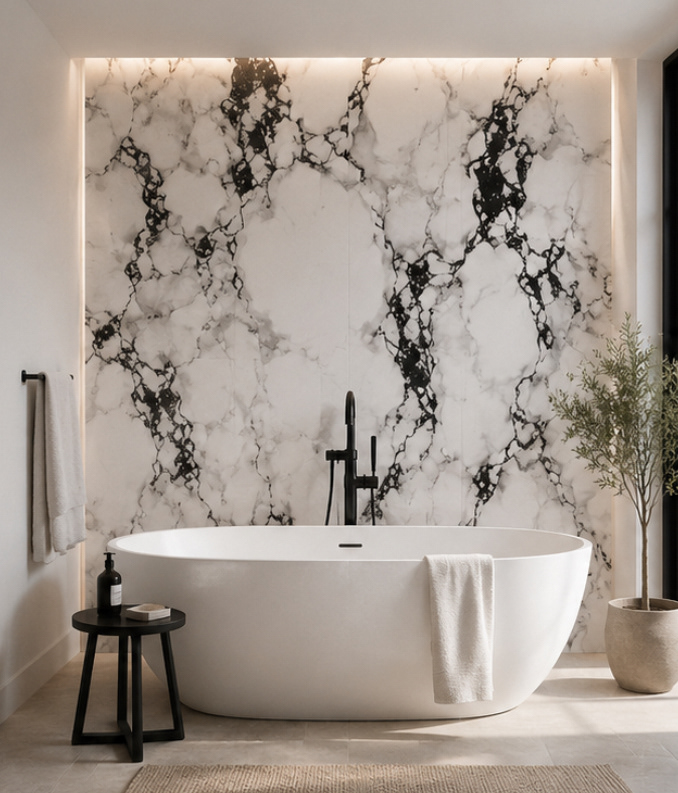 Calacatta Noir — A Modern Marble Bathroom — image 1