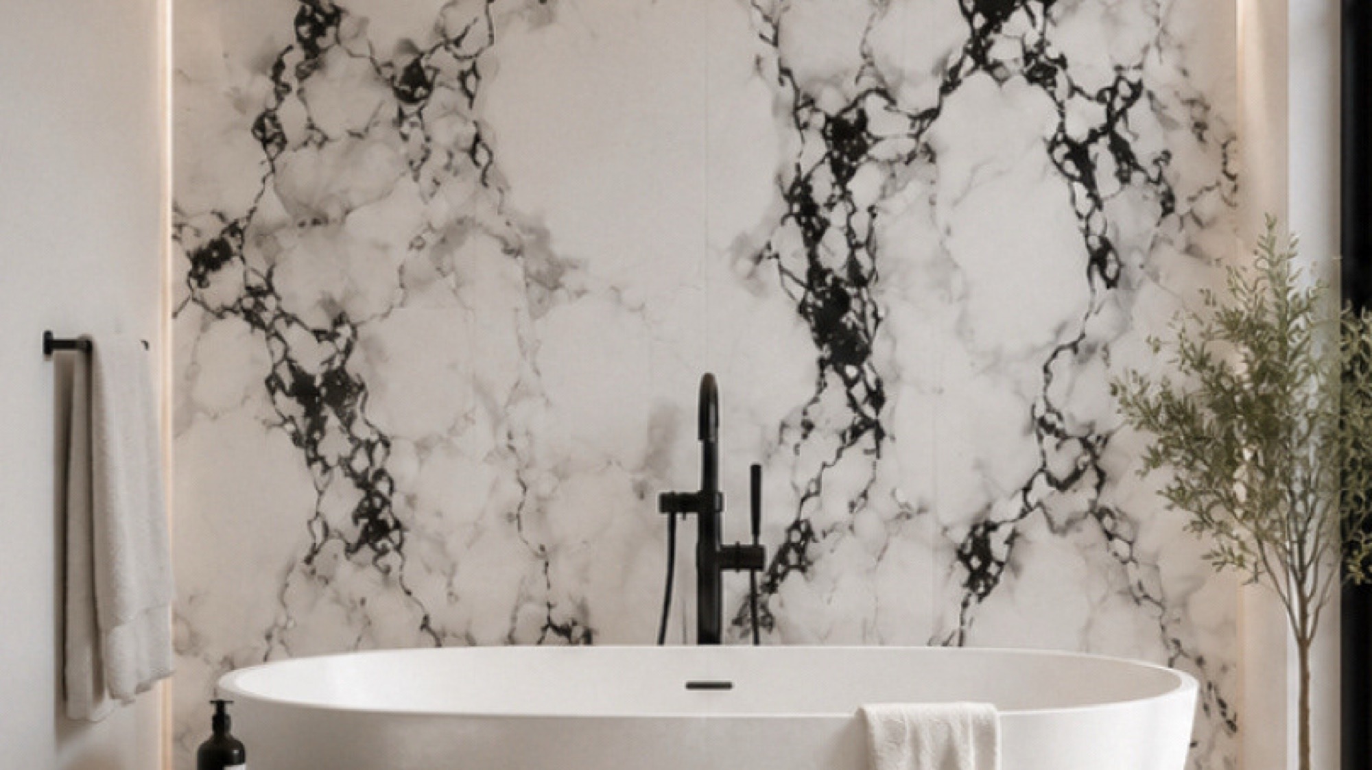 Calacatta Noir — A Modern Marble Bathroom