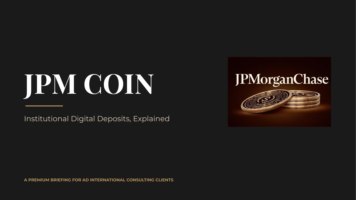Cover of the briefing JPM Coin: Institutional Digital Deposits, Explained